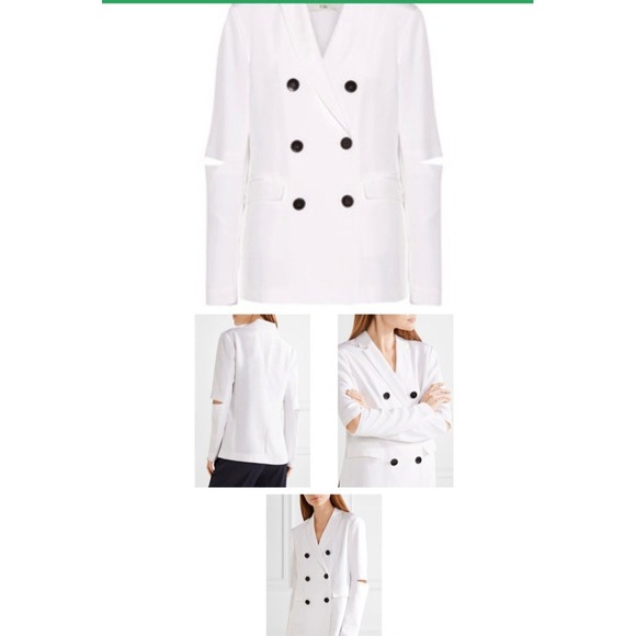 Tibi Women's Silk Blazer Elbow Cutout Size 6 City Edgy Oversized‎ Fit Ivory